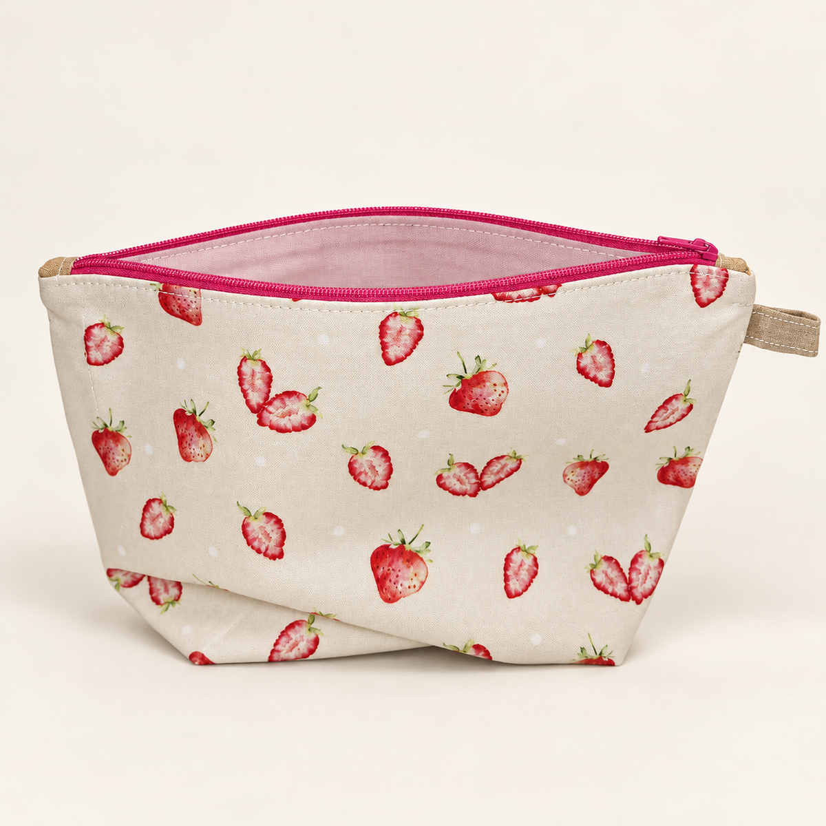 Berry Together cotton Studio Zipper Pouch, standing view