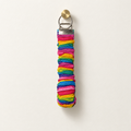 Color Outside the Lines rainbow stripes cotton scrunchie wristlet with silver hardware