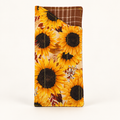 Hello Sunshine quilted glasses case with Brown Grid lining