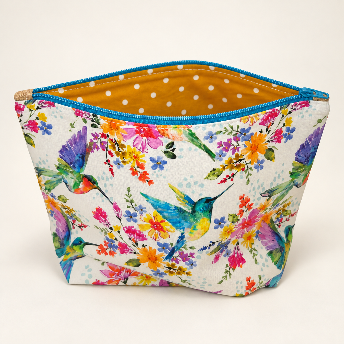 Humming Along cotton Studio Zipper Pouch, standing view