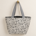 Pack Mentality Weekender Tote with light gray handles and dog-bone print lining