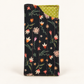 Petal to the Metal quilted glasses case with Lime Polka Dot lining
